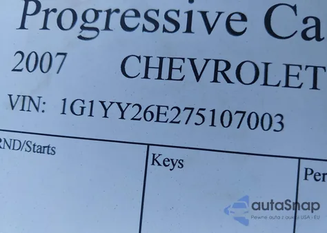 2007 Chevrolet Corvette Z06 Hardtop z USA, uszkodzony, nr VIN 1G1YY26E275107003